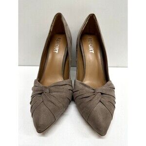 Report Shoes Yona women size 7.5 taupe faux suede upper 4" heel pumps